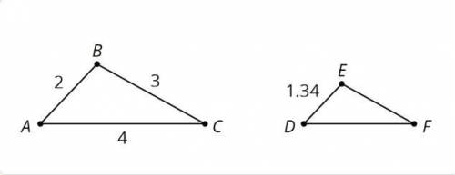 Look above triangle ABC and DEF what is the length of DF?