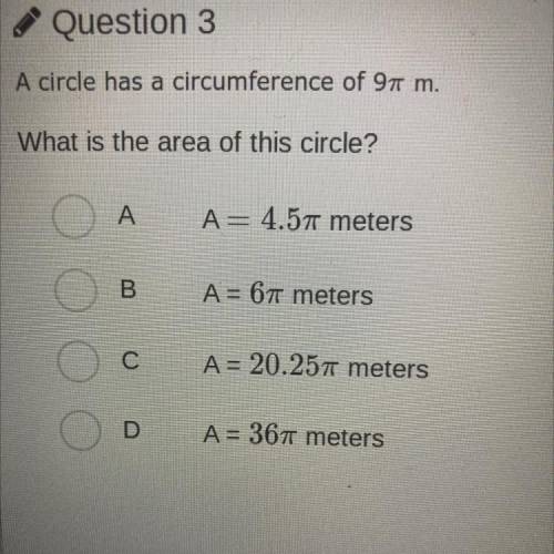 A circle has a circumference of 97 m.
What is the area of this circle?