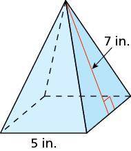 Find the surface area of the square pyramid.
The surface area is square inches.