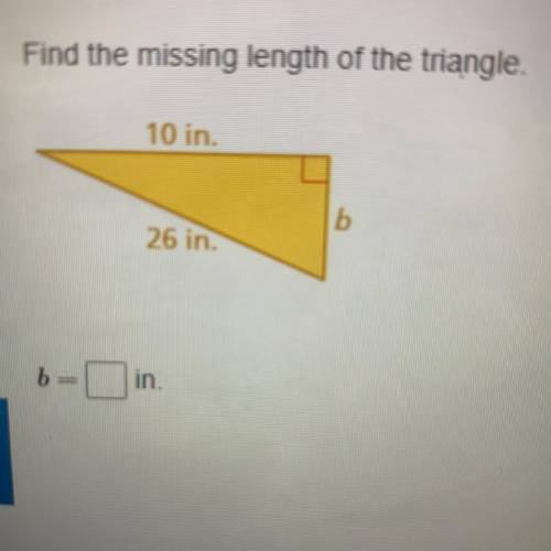 Find the missing length of the triangle.
10 in.
16
26 in.