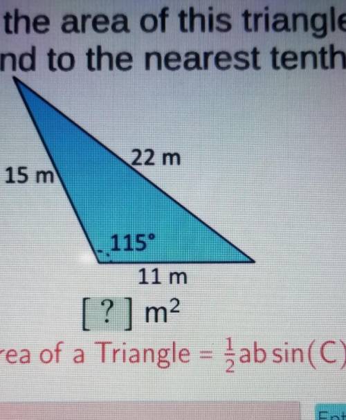 Find the area of this triangle. round to the nearest tenth. ​