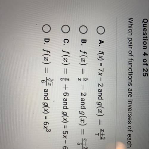 Which pair of functions are inverse of each other