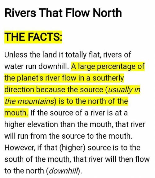 What direction do the rivers flow in the world?​