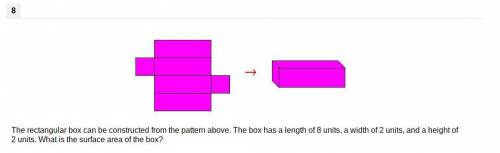 The rectangular box can be constructed from the pattern above. The box has a length of 8 units, a w