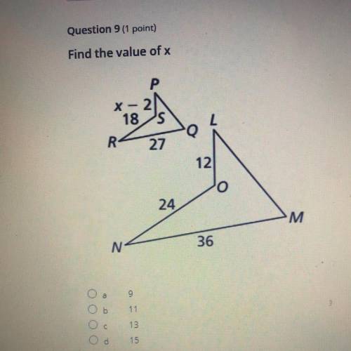 Find the value of x (multiple choice)