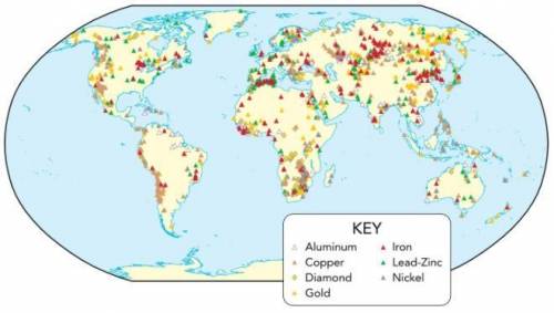 What patterns do you notice in the distributions of different minerals on Earth? Please have this q