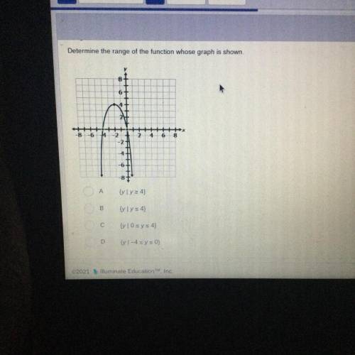 Need help 
Determine the range of he function whose graph is shown