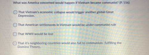 What was America concerned would happen if Vietnam became communist? (P. 156)

That Vietnam's econ