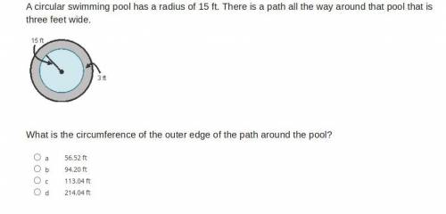 What is the circumference of the outer edge of the path around the pool?