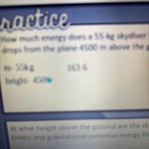 How much energy does a 55-kg skydiver have as she

drops from the plane 4500 m above the ground? P