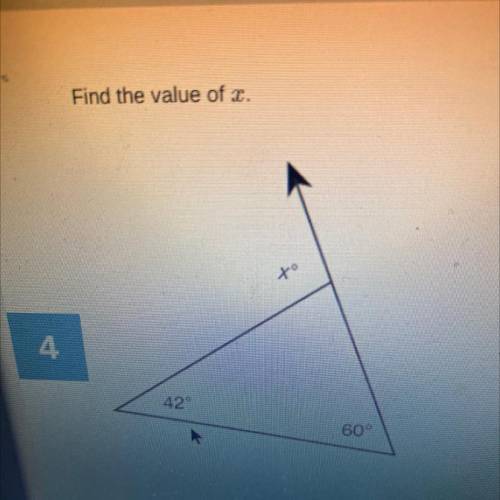 Find the value of x.
to
4
42°
60°
-