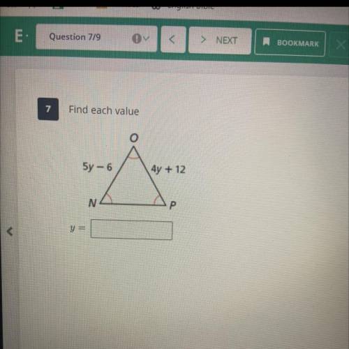 Find the value for y