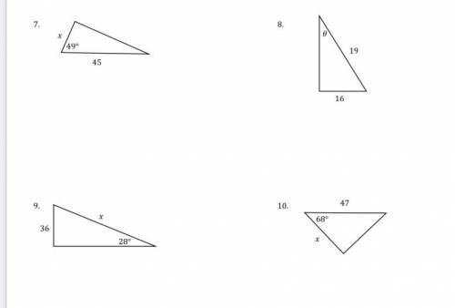 Trignometry questions, find missing side