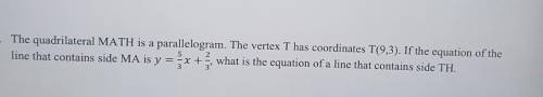 40 POINTS

Please help me I don't understand. The quadrilateral MATH is a parallelogram. The verte