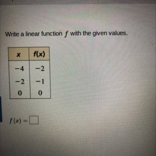 Write a linear function f with the given values.