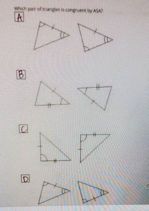 Which pair of triangles is congruent by asa?​