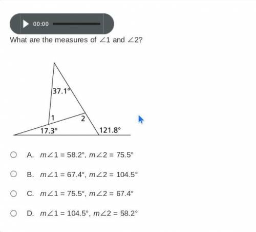 What are the measures of ∠1 and ∠2? (HELP ASAP USE IMAGE!!)