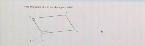 Find the value of p in parallelogram FGHI.​