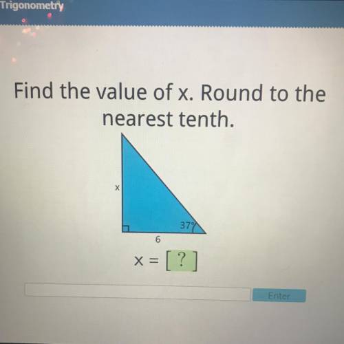 20 POINTS! Please help!

Find the value of x. Round to the
nearest tenth.
x = [?]