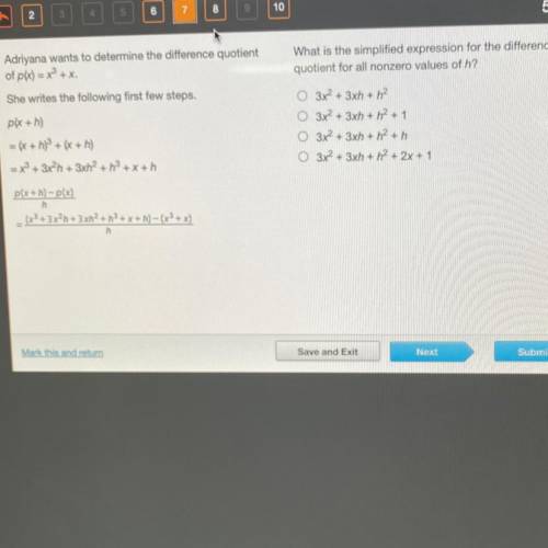 What is the simplified expression for the difference
quotient for all nonzero values of h?