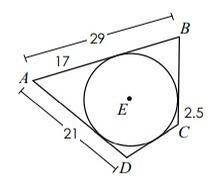 Find the value of perimeter of ABCD. Assume that segments that appear to be tangent are tangent
