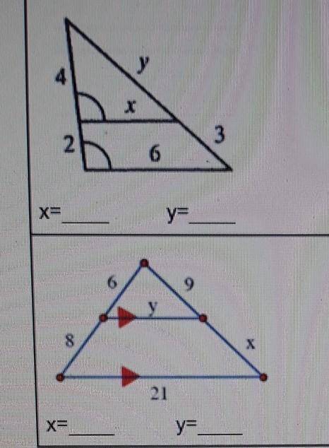 Please solve for x and y​
