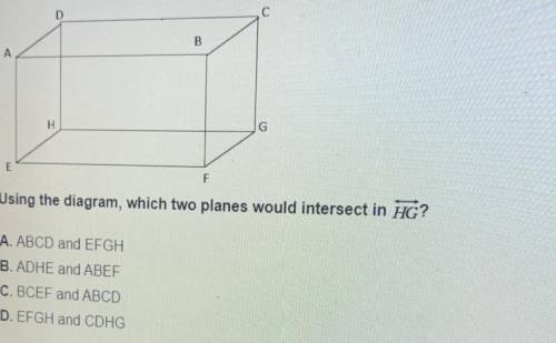 Using the diagram, which two planes would intersect in HG?
Answer please .. :)