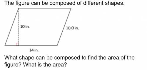 The figure can be composed of different shapes.

What shape can be composed to find the area of th