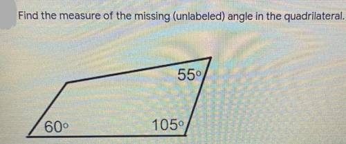 Find the measure of unlabeled angle in the quadrilateral