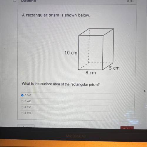 What is the surface area of the rectangular prism