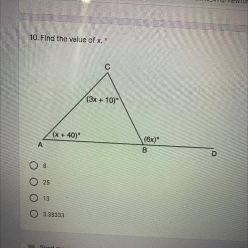 Find the value of x.
Help quick