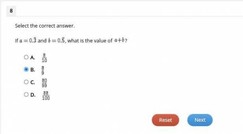 PLEASE HELP ME ASAP If a=03 repeating and b=05 repeating, what is the value of a+b?