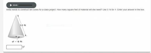 Anita needs to construct ten cones for a class project. How many square feet of material will she n