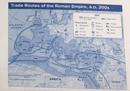 Plsss Help

Use the map of the trade routes of the Roman empire to answer