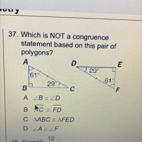 Which is Not a congruence statement