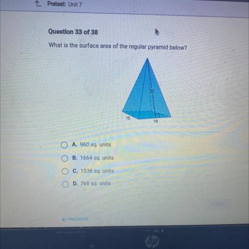 What is the surface area of the regular pyramid below?