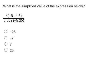 Please help ASAP! 
What is the simplified value of the expression below?