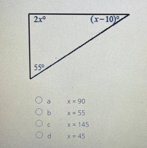 PLEASE HELP!!
Question:use the figure to solve for x