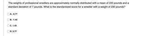 The weights of professional wrestlers are approximately normally distributed with a mean of 220 pou