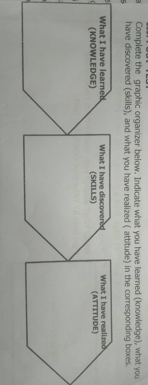 I. POST-TEST

Complete the graphic organizer below. Indicate what you have learned (knowledge), wh