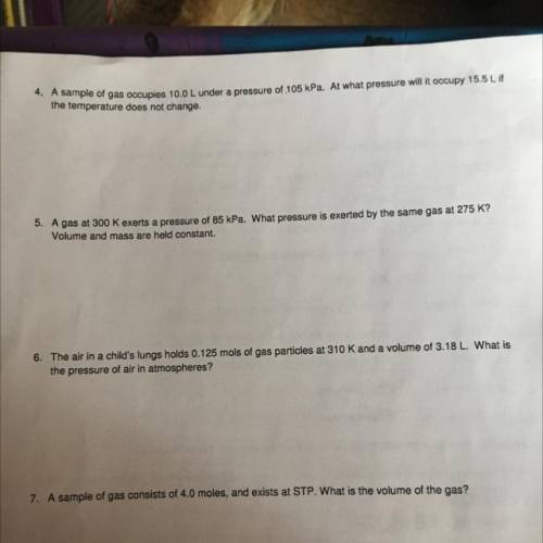 Need help with chemistry practice test: gas laws