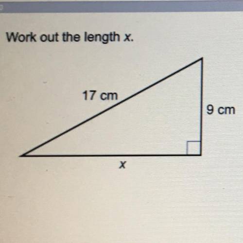 Work out the length x.
17 cm
9 cm