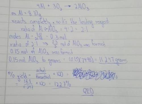 See photo! Calculating mass and percentage yields. ​