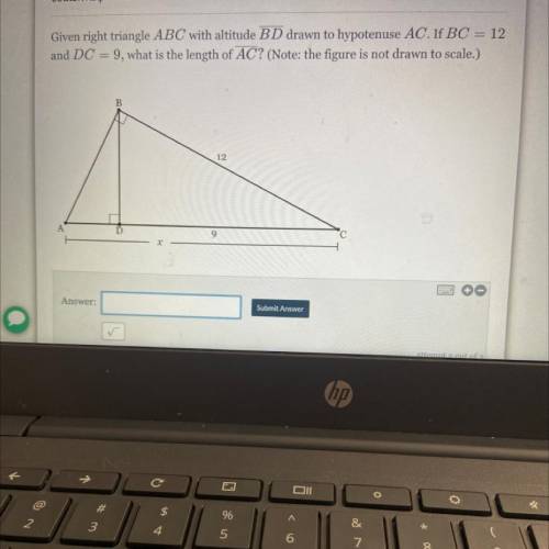 Please help. Given the right triangle ABC with altitude BD drawn to hypotenuse AC. if BC=13 and DC=