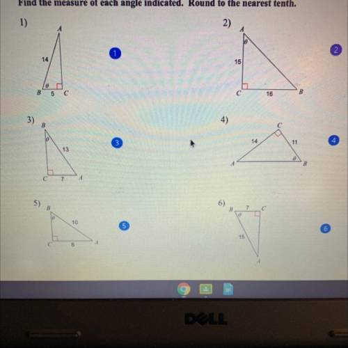 Inverse trig

Find the measure of each angle indicated. Round to the nearest tenth. 
Plz help me o