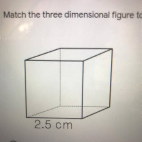 Match the three dimensional figure to the appropriate equation below.
*
2.5 cm
