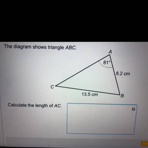 The diagram shows triangle ABC. Calculate the length of AC.