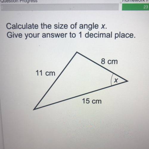 Calculate the size of angle x.
Give your answer to 1 decimal place.