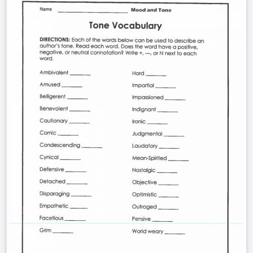 Tone vocabulary Try These out