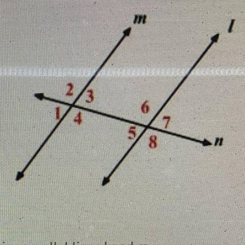 6

 
8
= FT
In the image shown, Line n is a transversal cutting parallel Lines I and m
<4=3x+22